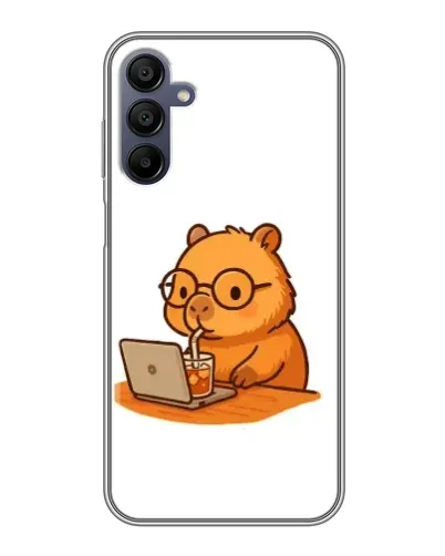 Чехол для Samsung Galaxy A15 (A155) с картинкой «Капибара с ноутбуком»