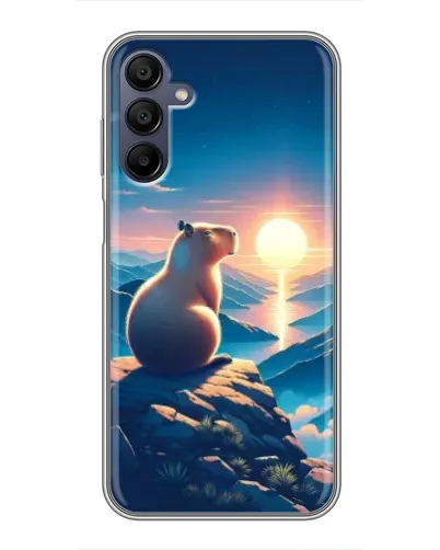 Чехол для Samsung Galaxy A15 (A155) с картинкой «Закат солнца с капибарой»