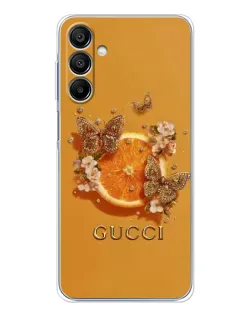 Чехол для Samsung Galaxy A16 5G с картинкой «Gucci — золотые бабочки»