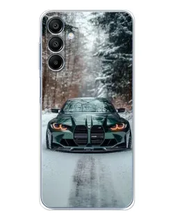 Чохол для Samsung Galaxy A16 5G з картинкою «BMW у зимовому лісі»