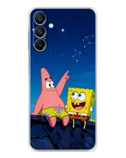 Чехол для Samsung Galaxy A16 5G с картинкой «Губка Боб и Патрик ночью»