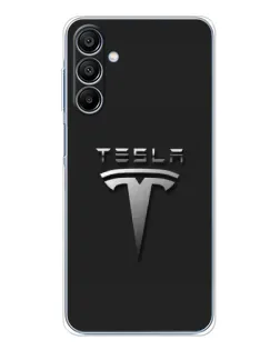 Чохол для Samsung Galaxy A16 5G з картинкою «Сталевий логотип Tesla»