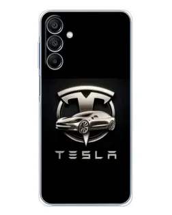 Чохол для Samsung Galaxy A16 5G з картинкою «Tesla — срібне авто»