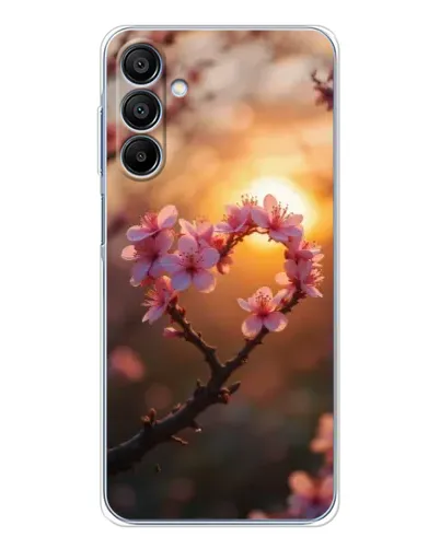 Чохол для Samsung Galaxy A16 5G з картинкою «Рожевий цвіт  сердечко на тлі заходу»