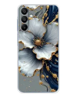 Чохол для Samsung Galaxy A16 5G з картинкою «Біла квітка та золотий флюїд»