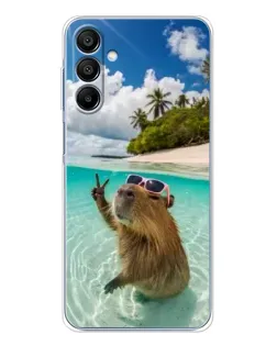 Чехол для Samsung Galaxy A16 5G с картинкой «Капибара на море»
