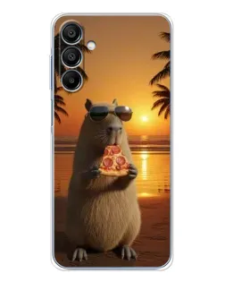 Чехол для Samsung Galaxy A16 5G с картинкой «Капибара с пиццей»