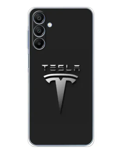 Чехол для Samsung Galaxy A16 с картинкой «Стальной логотип Tesla»