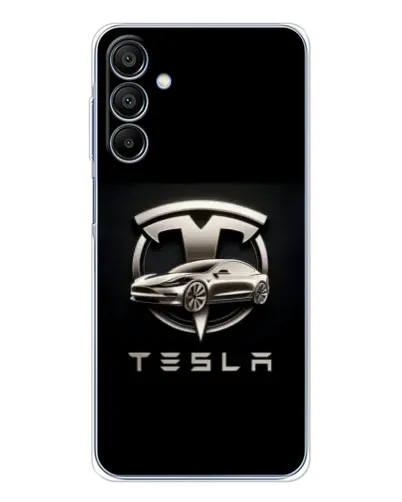 Чехол для Samsung Galaxy A16 с картинкой «Tesla — серебристое авто»