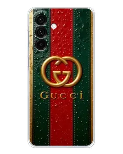 Чехол для Samsung Galaxy A17 с картинкой «Gucci — фирменная полоса и золото»