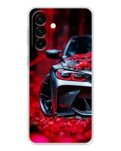 Чехол для Samsung Galaxy A17 с картинкой «Спортивная BMW и цветы»