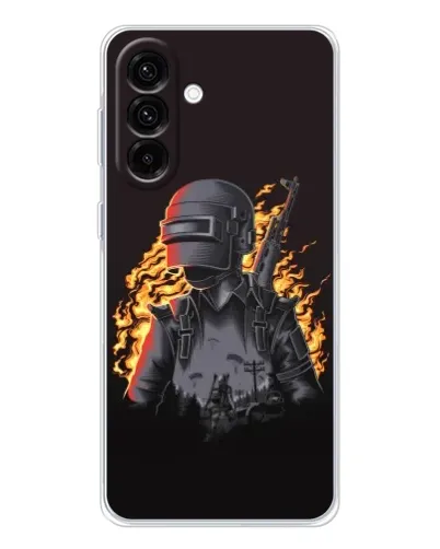 Чехол для Samsung Galaxy A17 с картинкой «PUBG — огненный силуэт»