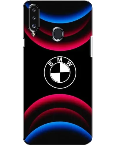 Чехол для Samsung Galaxy A20s (A207) с картинкой «Логотип BMW и неоновые дуги»