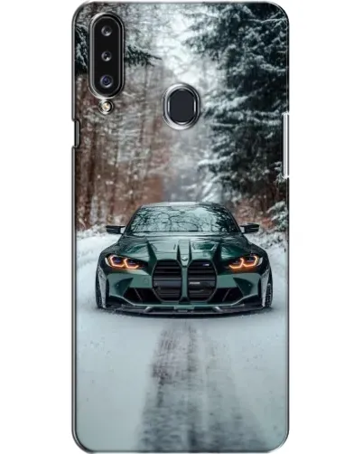 Чехол для Samsung Galaxy A20s (A207) с картинкой «BMW в зимнем лесу»