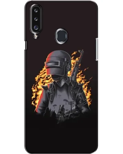 Чехол для Samsung Galaxy A20s (A207) с картинкой «PUBG — огненный силуэт»