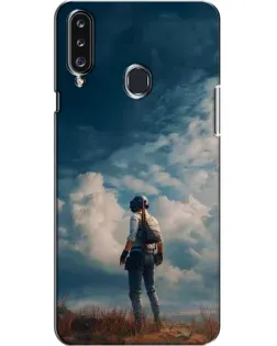 Чехол для Samsung Galaxy A20s (A207) с картинкой «Герой PUBG на скале»