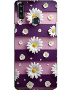 Чехол для Samsung Galaxy A20s (A207) с картинкой «Ромашки на фиолетовом»