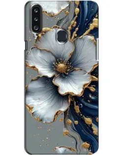 Чехол для Samsung Galaxy A20s (A207) с картинкой «Белый цветок и золотой флюид»