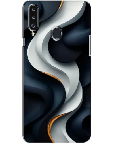 Чехол для Samsung Galaxy A20s (A207) с картинкой «Объемные черно-белые ленты»
