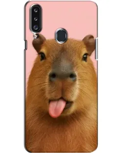 Чехол для Samsung Galaxy A20s (A207) с картинкой «Капибара с языком»