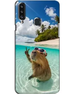 Чехол для Samsung Galaxy A20s (A207) с картинкой «Капибара на море»
