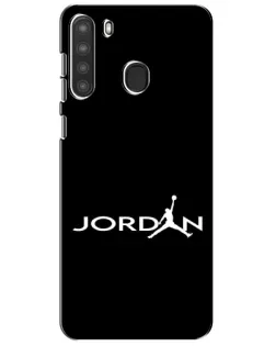 Чехол для Samsung Galaxy A21 (A215) с картинкой «Jordan White Logo»