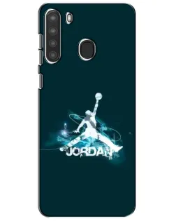 Чехол для Samsung Galaxy A21 (A215) с картинкой «Jordan Blue Fire»