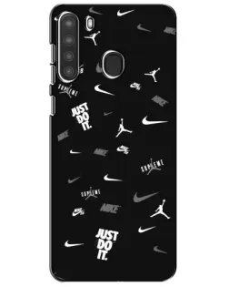 Чехол для Samsung Galaxy A21 (A215) с картинкой «Nike Black Pattern»