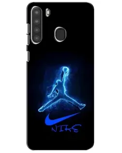 Чехол для Samsung Galaxy A21 (A215) с картинкой «Jordan Neon Blue»