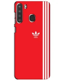 Чехол для Samsung Galaxy A21 (A215) с картинкой «Красный минимализм Adidas»