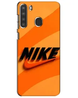 Чехол для Samsung Galaxy A21 (A215) с картинкой «Оранжевый драйв Nike»