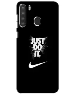 Чехол для Samsung Galaxy A21 (A215) с картинкой «Текстовый принт Nike»