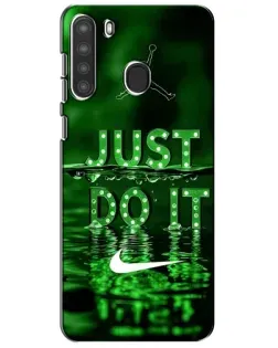 Чехол для Samsung Galaxy A21 (A215) с картинкой «Зеленый неоновый Nike»