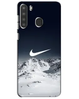 Чехол для Samsung Galaxy A21 (A215) с картинкой «Nike — зимние горы»
