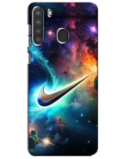 Чехол для Samsung Galaxy A21 (A215) с картинкой «Космический Nike Swoosh»