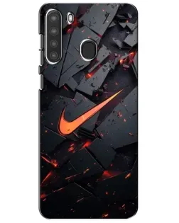 Чехол для Samsung Galaxy A21 (A215) с картинкой «Nike — эффект разломов»