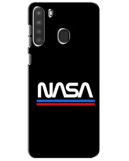 Чехол для Samsung Galaxy A21 (A215) с картинкой «NASA — классика Red Blue»