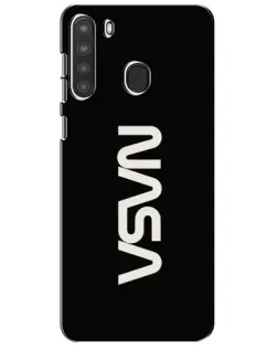 Чехол для Samsung Galaxy A21 (A215) с картинкой «NASA — вертикальный логотип»