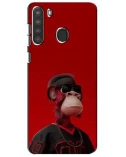 Чехол для Samsung Galaxy A21 (A215) с картинкой «Bored Ape в красном»