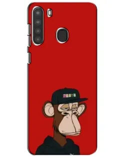Чехол для Samsung Galaxy A21 (A215) с картинкой «Bored Ape — красный фон»