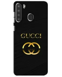 Чехол для Samsung Galaxy A21 (A215) с картинкой «Золотой логотип Gucci»