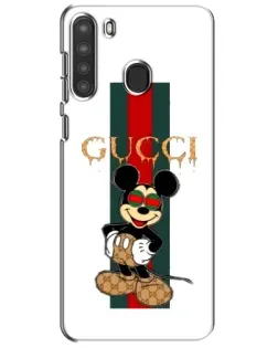 Чехол для Samsung Galaxy A21 (A215) с картинкой «Микки Маус Gucci — полосы»