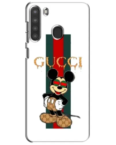 Чехол для Samsung Galaxy A21 (A215) с картинкой «Микки Маус Gucci — полосы»