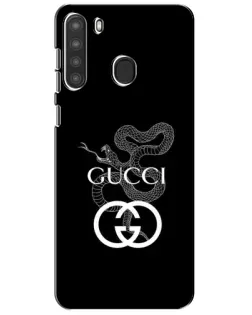 Чехол для Samsung Galaxy A21 (A215) с картинкой «Gucci — серебряная змея»