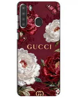 Чохол для Samsung Galaxy A21 (A215) з картинкою «Gucci — бордові троянди»