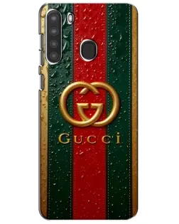 Чохол для Samsung Galaxy A21 (A215) з картинкою «Gucci — фірмова смуга та золото»