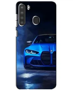 Чехол для Samsung Galaxy A21 (A215) с картинкой «Голубая BMW M4»