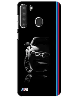 Чехол для Samsung Galaxy A21 (A215) с картинкой «Силуэт BMW в темноте»