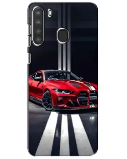 Чехол для Samsung Galaxy A21 (A215) с картинкой «Красная BMW на дороге»