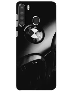 Чехол для Samsung Galaxy A21 (A215) с картинкой «Эмблема BMW — макро»